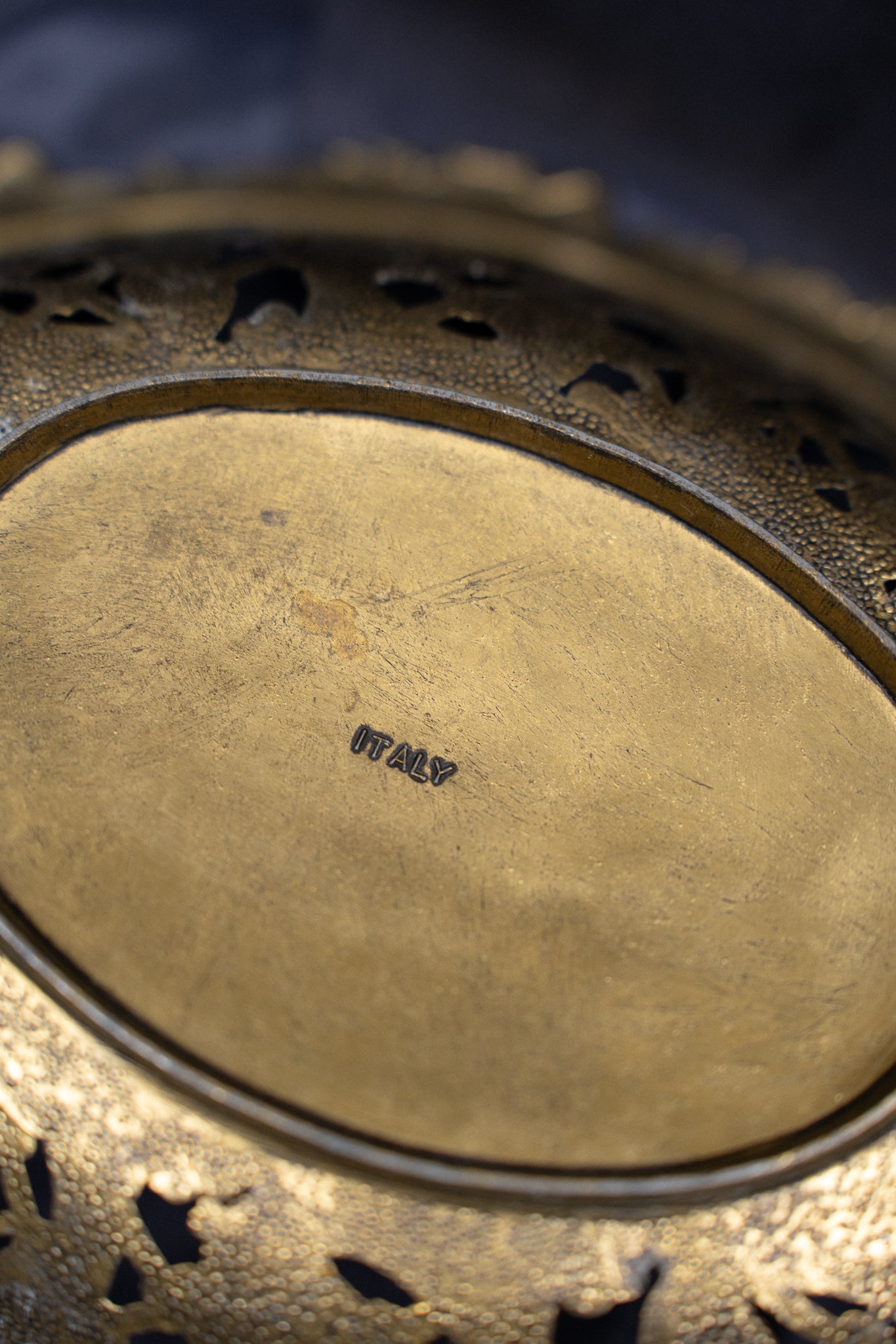 Italian Brass Basket with Ornate Lattice Detail