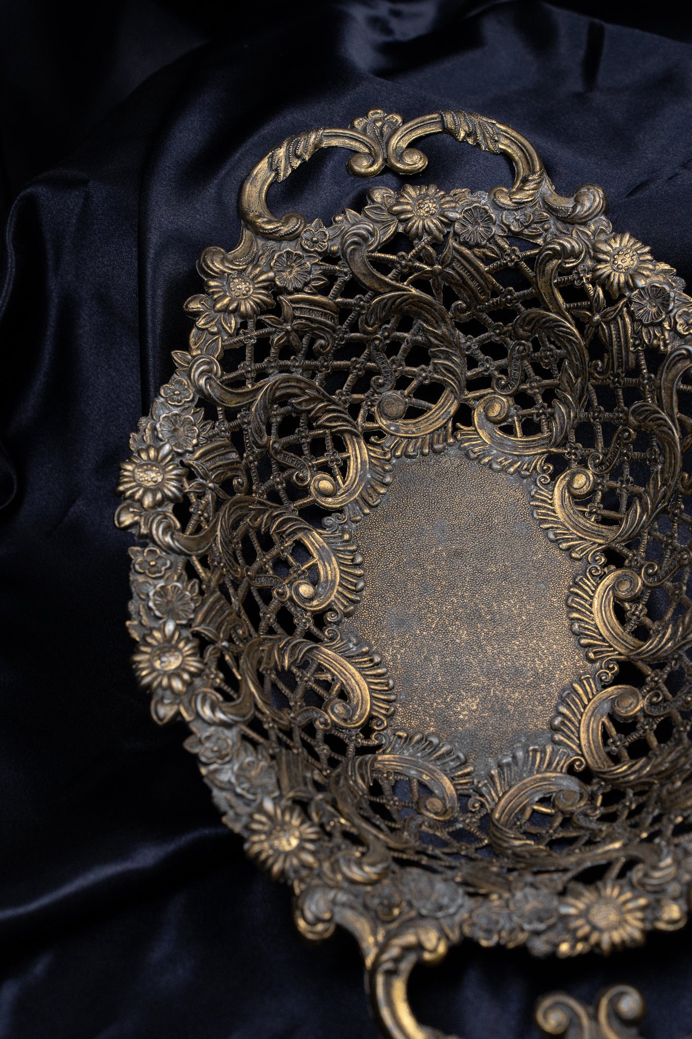 Italian Brass Basket with Ornate Lattice Detail