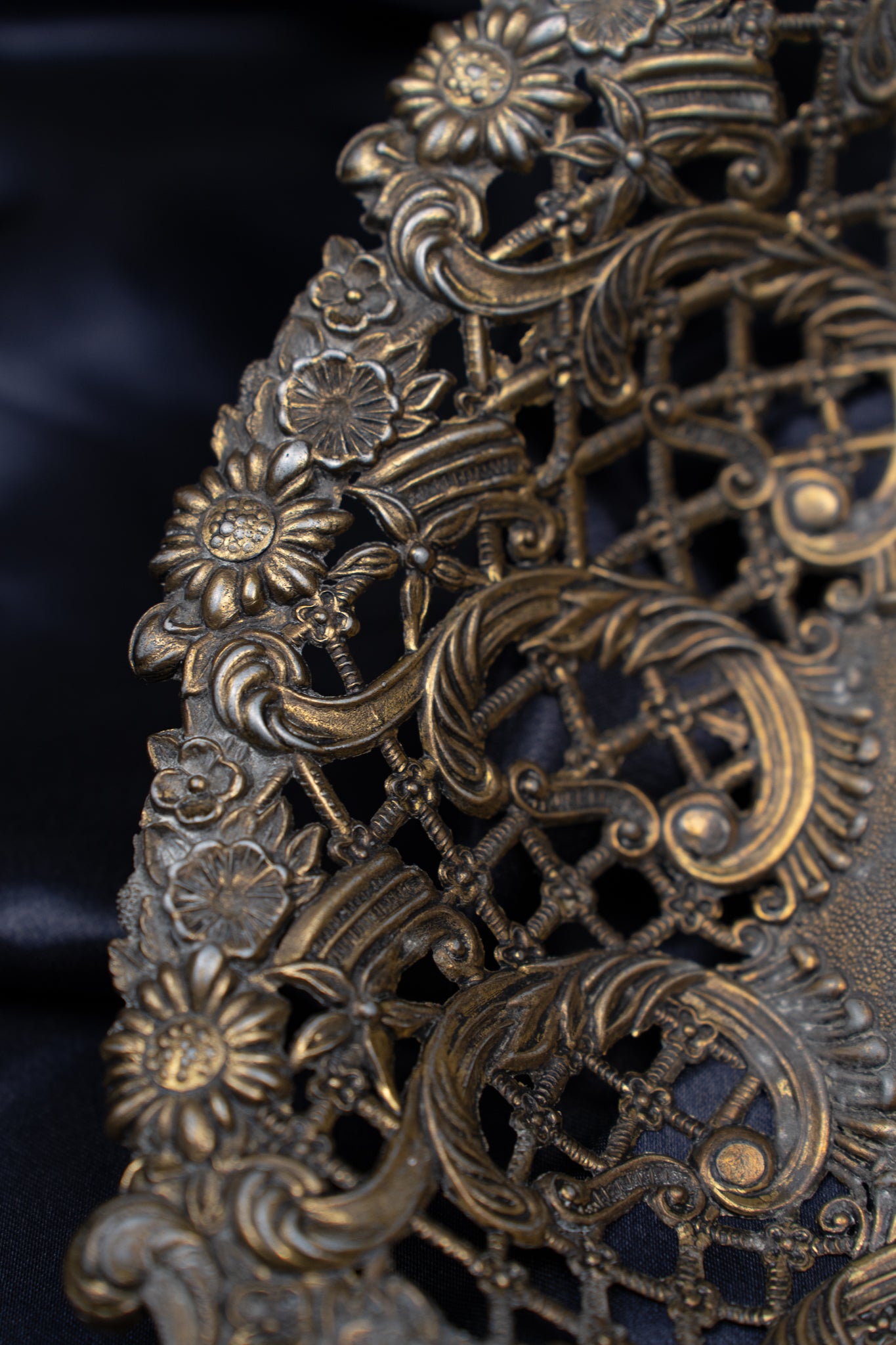 Italian Brass Basket with Ornate Lattice Detail