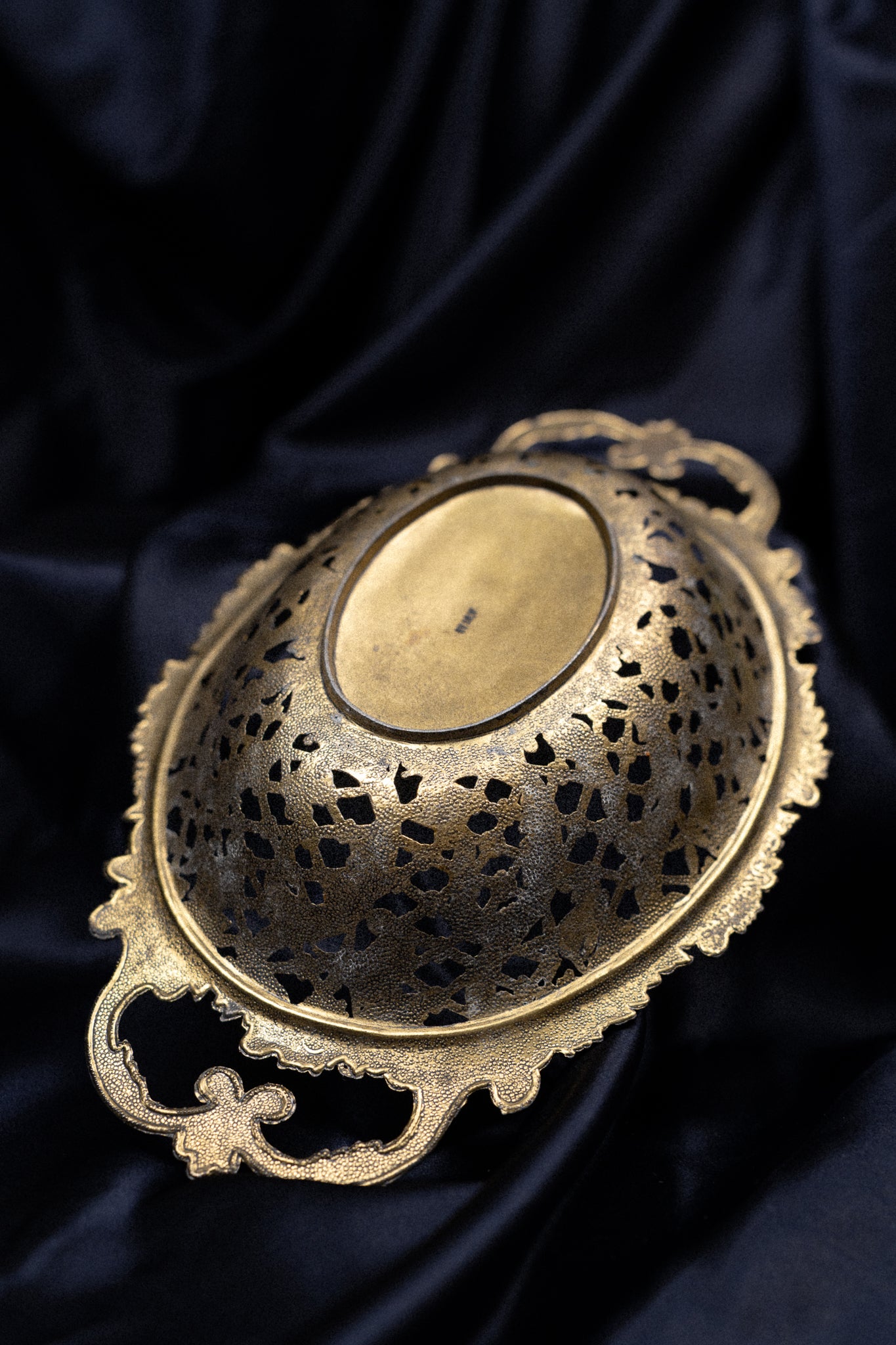 Italian Brass Basket with Ornate Lattice Detail