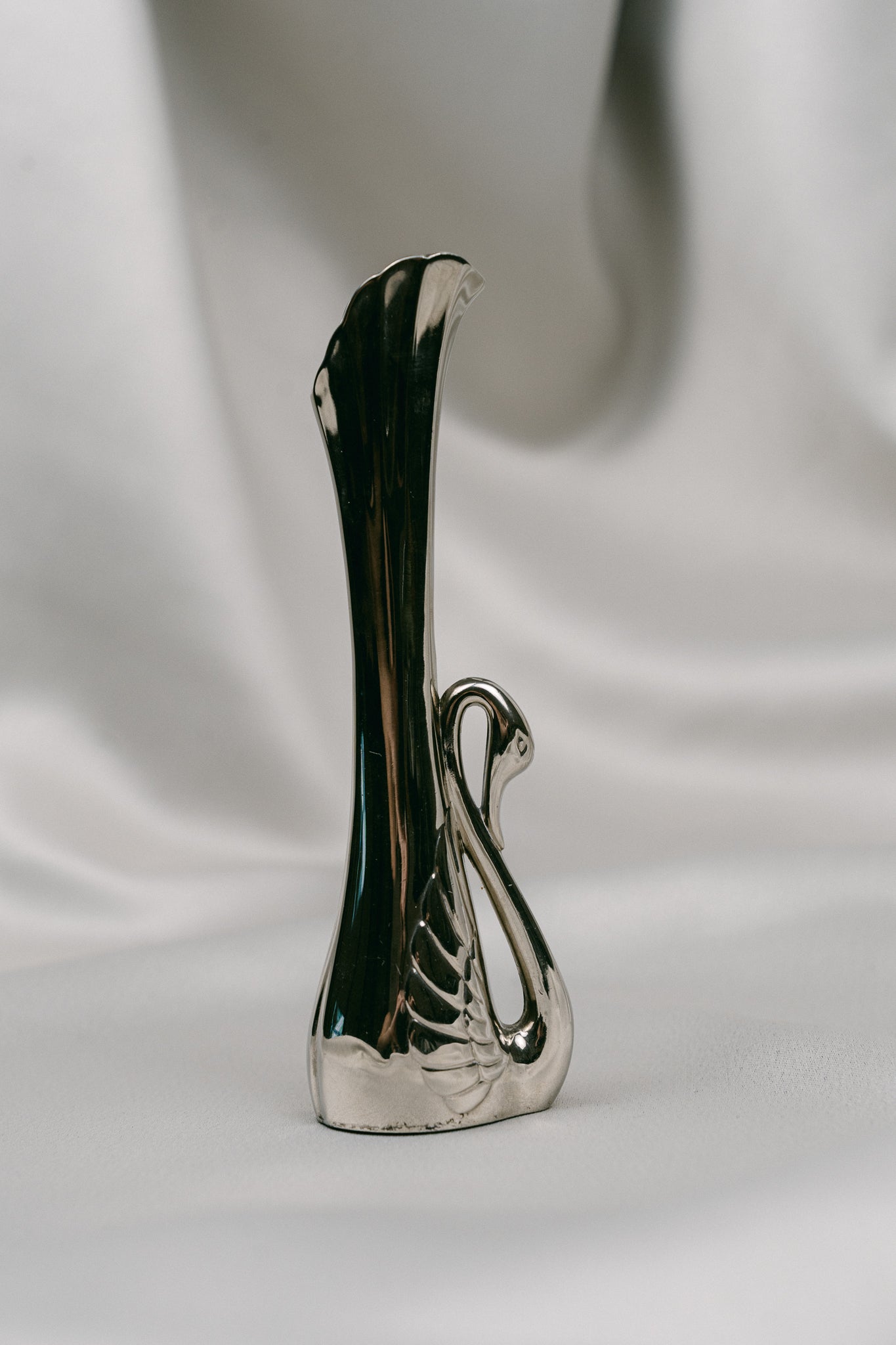 Silver-Plated Swan Bud Vase